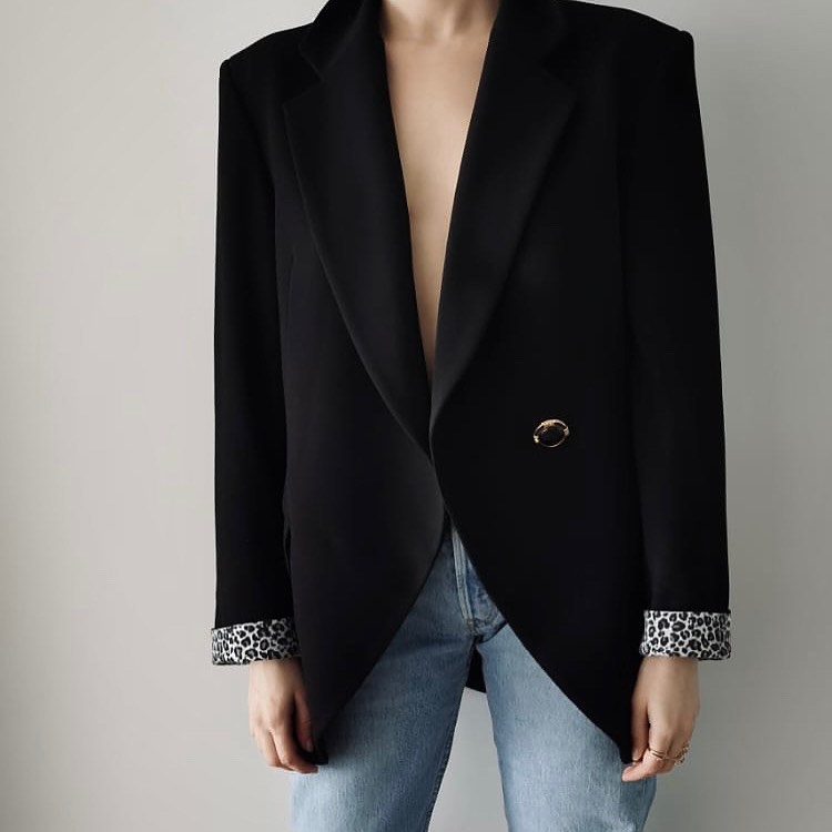 Wild Twist Blazer with rolled patterned cuffs Instagram photograph